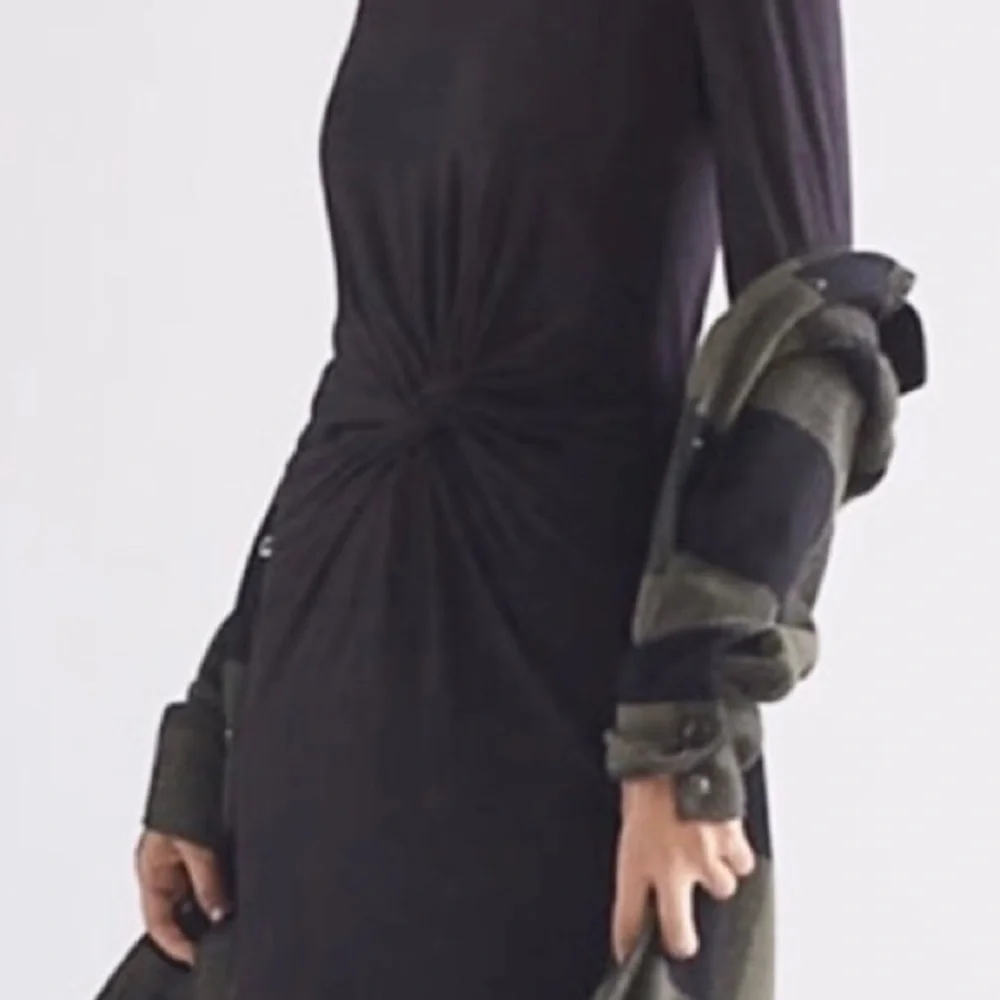 Anthropologie Sundry Twist Front Long sleeve Black Midi Dress XL NWT - Picture 3 of 9